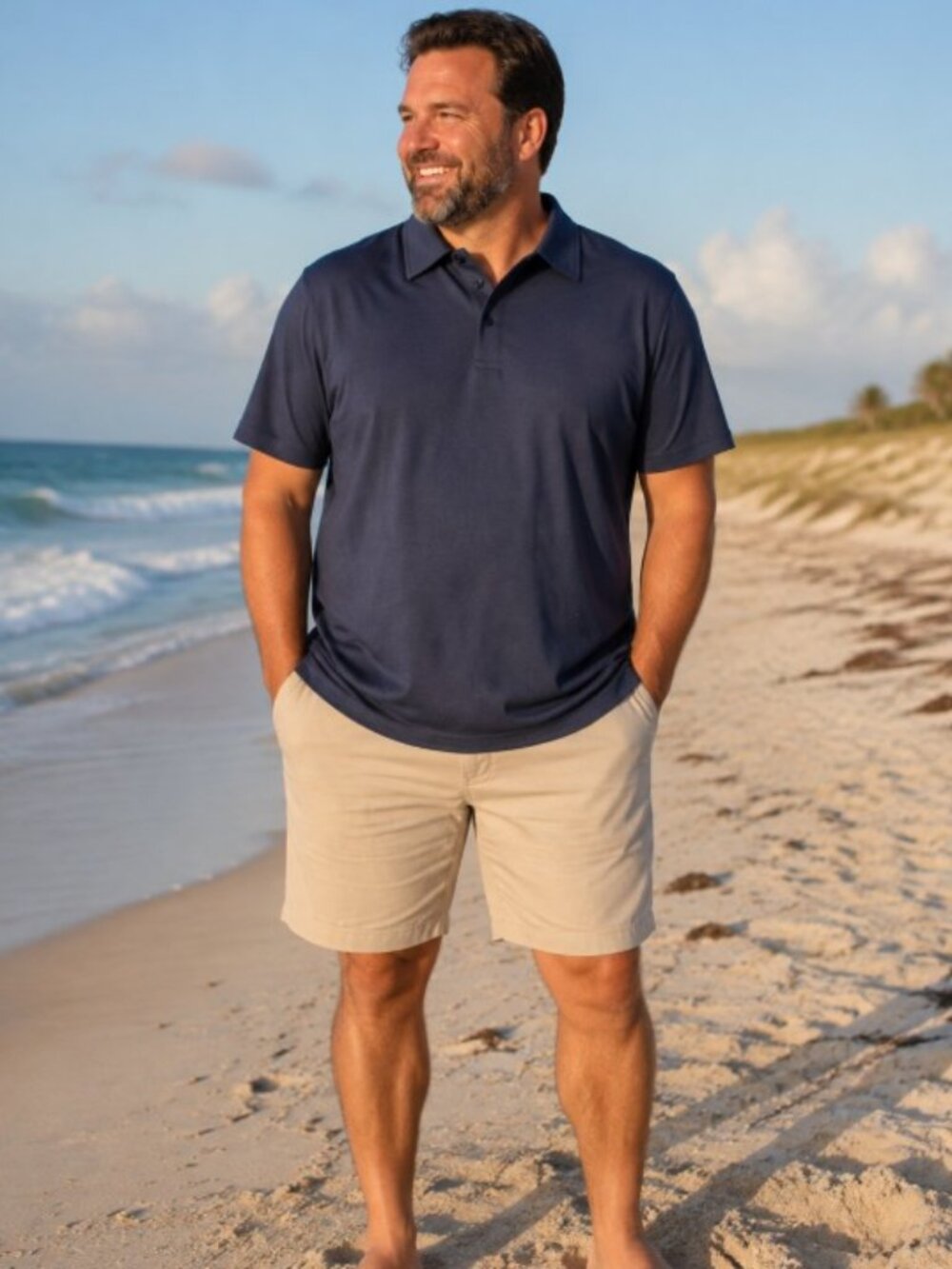 NWT Quince Flowknit Breeze Performance Polo Navy XXL